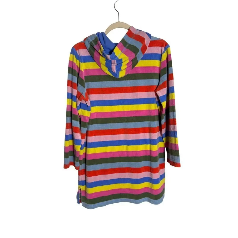 Mini Boden Multicolor Stripe Towelling Terry Hooded Swim Girls Sz. 13-14Y